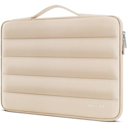 DOMISO 17.3 inch Laptop Sleeve Bag Shockproof Protective Carrying Case Water-Resistant Handbag with Handle Compatible with 17.3" Notebook/HP Pavilion Envy 17/Dell/IdeaPad/LG Gram/MSI,Beige - color: Beige, size: 17.3 inch