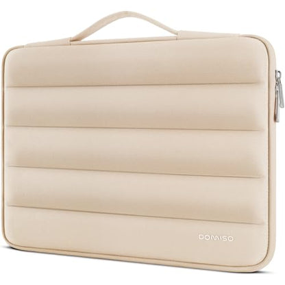 DOMISO 17.3 inch Laptop Sleeve Bag Shockproof Protective Carrying Case Water-Resistant Handbag with Handle Compatible with 17.3" Notebook/HP Pavilion Envy 17/Dell/IdeaPad/LG Gram/MSI,Beige - color: Beige, size: 17.3 inch