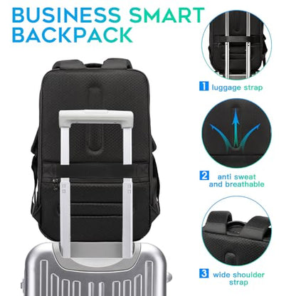 BANGE Smart Business Laptop Backpack Waterproof can fit 15.6-17.3 Inch Laptop with 3.0 USB charging port for men and women - color: Black