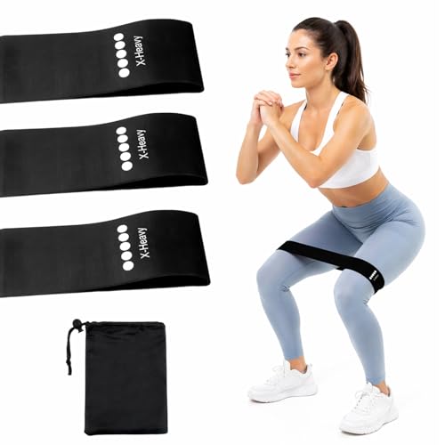 3Pcs Ring Resistance Bands X-Heavy Duty Resistance Ring Fitness Exercise Bands Elastic Loop Band for Working Out Men Women Home Yoga Leg Strength Training Physical Therapy (Black)