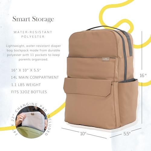 RED ROVR Roo Lightweight 1 LB Diaper Bag Backpack | 11 organizational pockets| Durable & Water-Resistant (Toffee) - color: Toffee