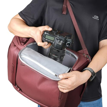 VANGUARD VEO Metro B20L Camera & Everyday Backpack (Magenta) – Fits 70–200mm Attached, 14" Laptop Storage, Convertible Daypack Design, Carry-On Ready - color: Magenta, size: 20L