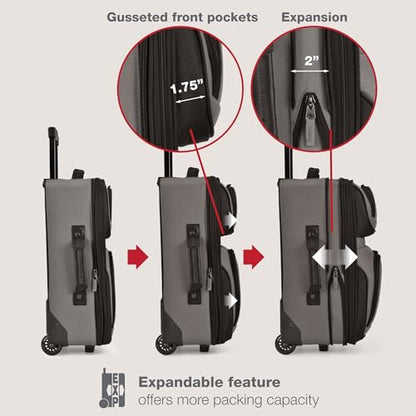 U.S. Traveler Rio Lightweight Softside Rolling Carry-on Suitcase, 2-Wheel Single, Grey - color: Grey, size: 21"