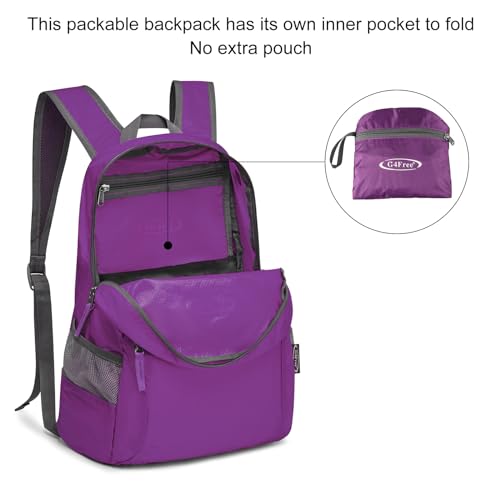 G4Free 20L Small Packable Travel Hiking Backpack for Men Women - color: Purple, size: 20L