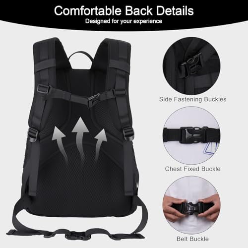 MOSISO 30L Military Tactical Backpack for Men, Daypack 3 Day Bug Out Bag Hiking Rucksack with Bottle Holder for Sport Outdoor Hiking Camping Training, Black