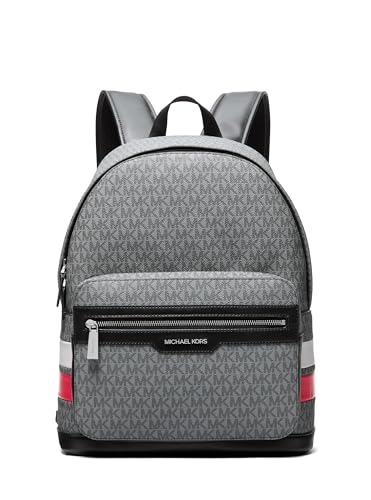 Michael Kors Malone Backpack, Silver-Tone Hardware/Crimson Signature Stripe - color: Silver-tone Hardware/Crimson Signature Stripe