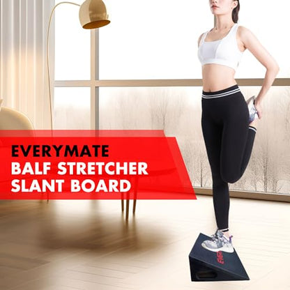EVERYMATE Heavy-Duty Wooden Slant Boards for Exercise & Calf Stretch – 19.7" Wide Incline Board for Squats, Non-Slip Surface, Fixed 25° Angle for Strength & Flexibility Training, 1200 lbs Capacity - color: Slant Board-BLACK