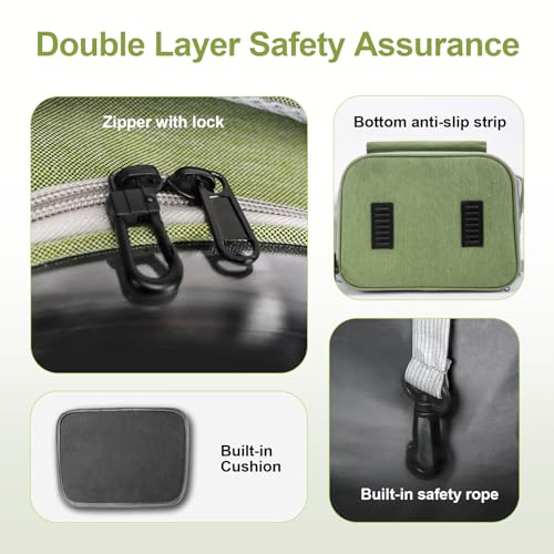 Cawypety Expandable Cat Backpack,Cat Bubble Backpack Carrier for Carrying Cats, Pets and Small Dogs,Airline-Approved,Designed for Travel, Hiking, Walking,Car - color: Square Expandable- Green