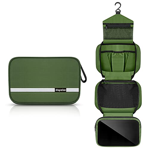 Travel Toiletry Bag for Women, Dopp Kit for Men, Waterproof Makeup Bag Shaving Bag with Hanging Hook, Portable Toiletry Organizer for Traveling and Camping - color: army green