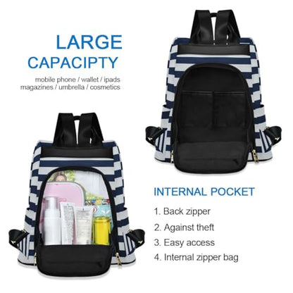 ALAZA Navy Blue White Striped Trips Hiking Camping Rucksack Pack for Women - color: multicolor 17