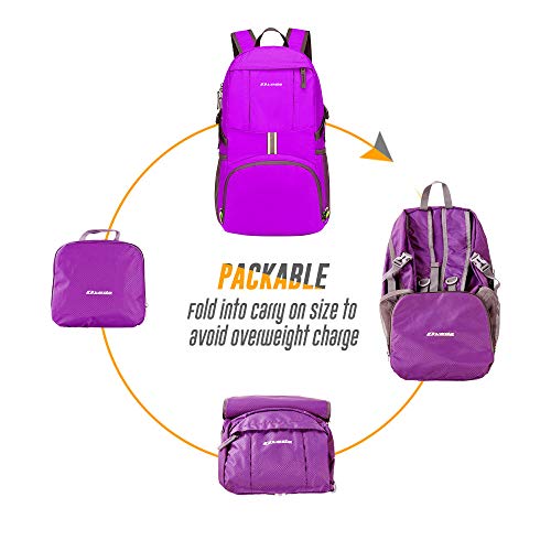 35L Lightweight Packable Backpack Waterproof Durable Hiking Travel Backpack Daypack - color: Purple