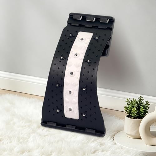 Back Stretcher | with Massage Points 4 Level Adjustable Curved Ergonomic,Back Cracker Board,for Home Gym Car Bedside Yoga Mat Sofa Office Chair - color: Black and White