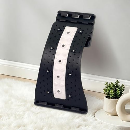 Back Stretcher | with Massage Points 4 Level Adjustable Curved Ergonomic,Back Cracker Board,for Home Gym Car Bedside Yoga Mat Sofa Office Chair - color: Black and White