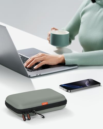 Gray-Green Hard Shell Carrying Case for External Hard Drive, Hard Disk, Power Bank, Charger, Cable, Cell Phone, Electronic Accessories - Larger Capacity Storage Pouch Shockproof Travel Case Bag - color: Gray-Green