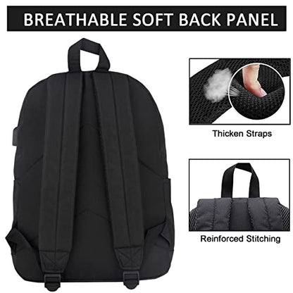 SUPACOOL Lightweight School Backpack with Pencil Pouch, Backpack for School Boys and Girls(Black backpack set) - color: All Black, size: 20L