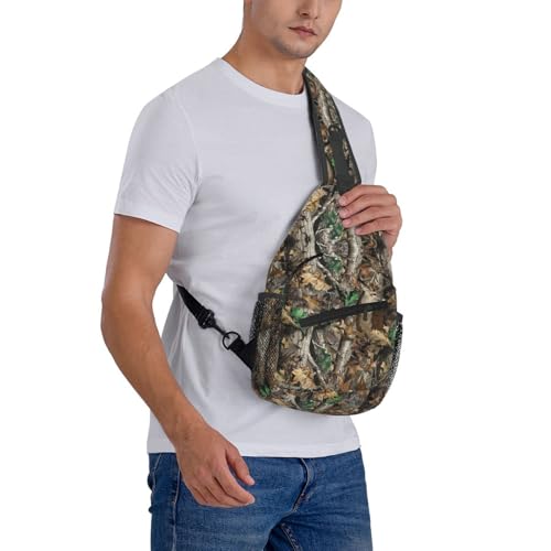 Camouflage Leaves And Deer Outdoor Crossbody Shoulder Bag For Unisex Young Adult Hiking Bicycling - color: Yellow2