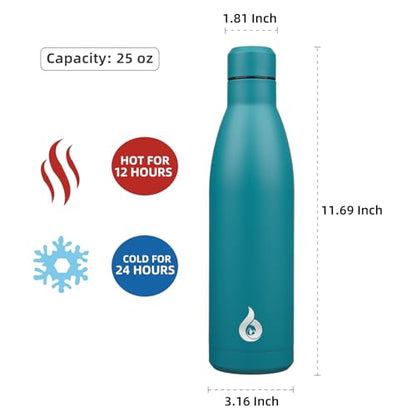 BJPKPK 25 oz Insulated Stainless Steel Water Bottle, Metal Sports Flask - color: Laguna, size: 25 Ounces