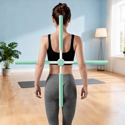 Yoga Postures Stick – Yoga Exercise Stick, Stretch Mobility Pole, Adjustable Pilates Training Bar, Portable Rehabilitation Fitness Tool | Lightweight Stretching Aid for Office Gym Travel Home - color: Green