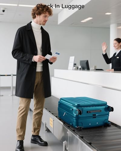 Hanke 26 Inch Expandable Luggage Top Opening Checked Bag Luggage Hard Shell Suitcases with Wheels Lightweight Travel Luggage Heavy Duty Luggage Suitcase with Lock for Woman Men-Caribbean Blue - color: Caribbean Blue, size: 26 Inch Expandable