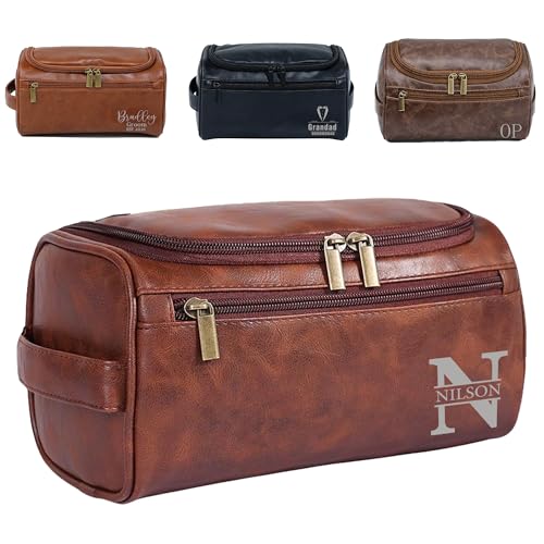 Personalized Leather Toiletry Bag for Men, Suitable Gifts for Father's Day and Wedding Party Groomsmen