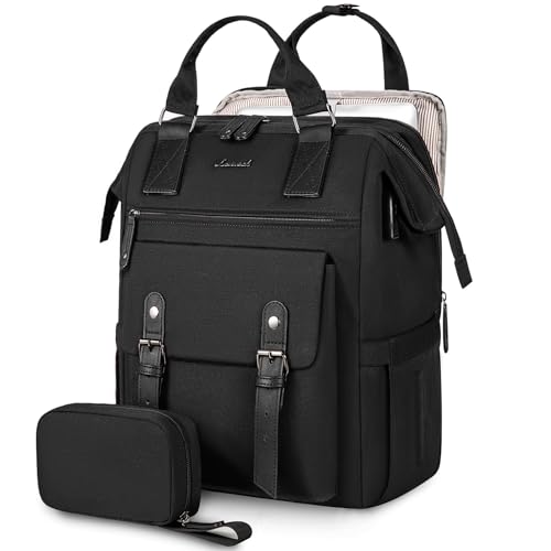 LOVEVOOK Laptop Backpack Women, Nurse Bags Teacher Work Backpack with Laptop Compartment, Water Resistant Computer Backpack Purse for Women College Business Travel Laptop Backpack, 15.6 Inch, Upgraded - color: 1 Black-black, size: 15.6 Inch-Back Laptop Sl