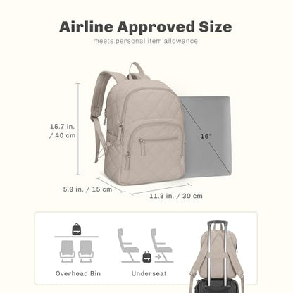 Hynes Eagle Travel Laptop Backpack Quilted College Backpack for Women Puffer Casual Daypack Personal Item Bag for 16 Inch Light Camel - color: Light Camel