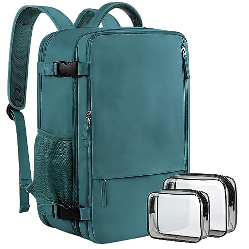 Sinaliy Travel Backpack for Men, 40L Carry On Backpack, 17 Inch Laptop Backpack, Waterproof Backpack, College Bookbag, Person Item Flight Approved Trave Bag for Women - color: Peacock Blue