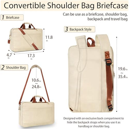 Stuery Faux Leather Messenger Bag for Men 17-17.3 Inch: Laptop Bag Briefcase Computer Handbags Shoulder Crossbody Bag with Padded Laptop Sleeve for Work College Travel, Beige White - color: Pu Beige White