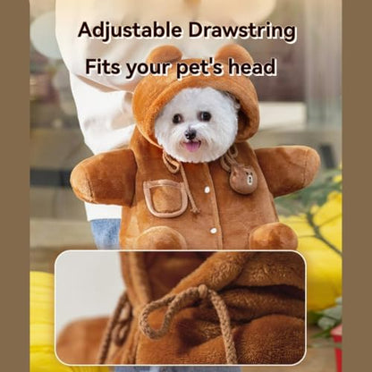 Cat Puppy Costume Plush Outing Backpack Cute Bear Bee Design Anti-Escape Bag for Kitten Cat Small Dog (Bear,Small) - color: bear, size: Small