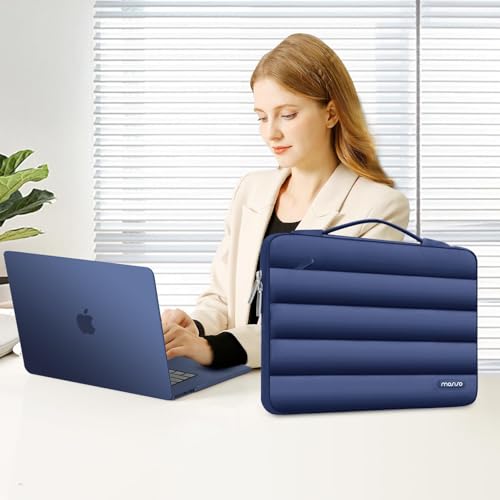 MOSISO Compatible with MacBook Air 15 inch Case M5 2026 M4 2025 M3 2024 M2 2023 A3448 A3241 A3114 A2941, Plastic Hard Shell Case&Puffy Sleeve Bag&Keyboard Skin&Webcam Cover&Screen Film, Midnight Blue - color: Midnight Blue