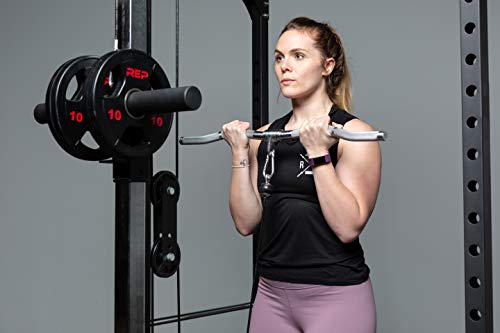 REP Fitness LAT Pulldown and Low Row Cable Machine Attachments and Functional Trainer Attachments – Curl Bar, D-Handle, Ankle Cuff, Tricep Rope, Sports Handle, Straight Bar, Row, Chinning Triangle - style: Multi Grip Curl Bar