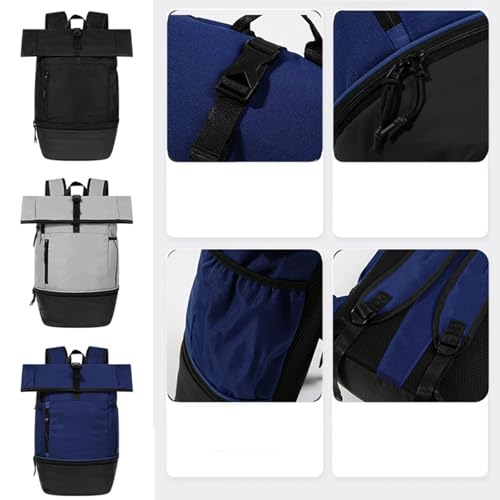 Outdoor Gym Backpack, Multifunction Large Capacity Lightweight for Fitness Travel Hiking, Nylon Daypack- Blue - color: Blue
