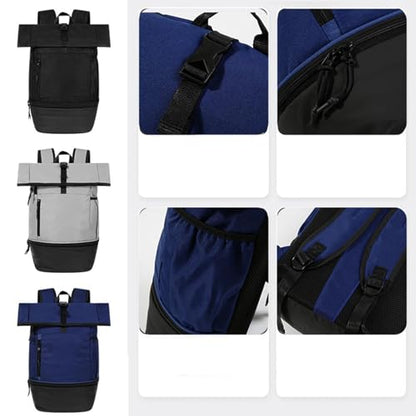 Outdoor Gym Backpack, Multifunction Large Capacity Lightweight for Fitness Travel Hiking, Nylon Daypack- Blue - color: Blue