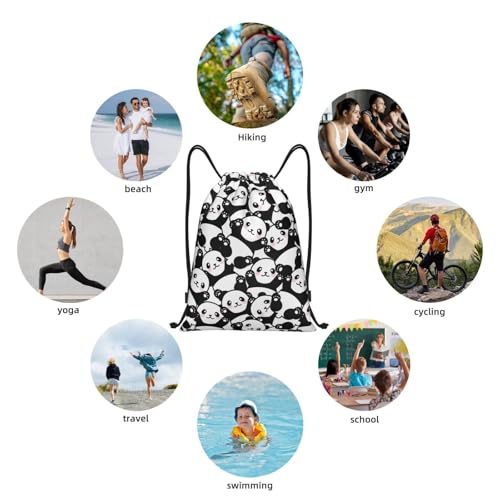 Gianlaima Cute Animal Panda Funny Drawstring Bags Backpack Bag Sport Gym Sack String Bag Yoga Dance Travel Bag For Men Women - color: Black35