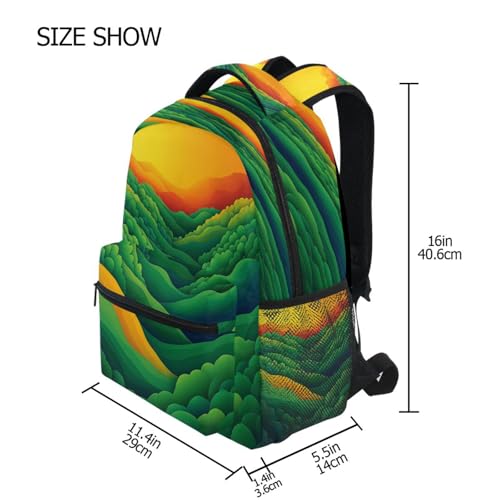 Cute Backpack for Unisex Adult Waterproof Laptop Bag with Chest Strap for Travel Trip Spinach Landscape Style - color: Multicolor08