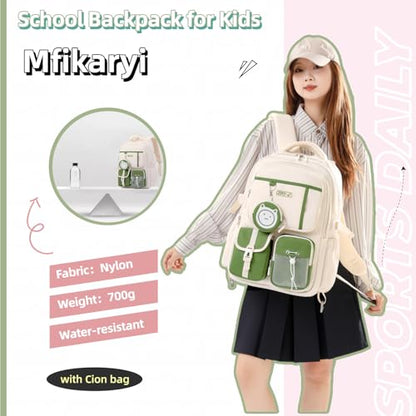 Mfikaryi Kids Backpack for Girls Boys, Teens School Backpack Multi-pocket Bookbag - color: Black