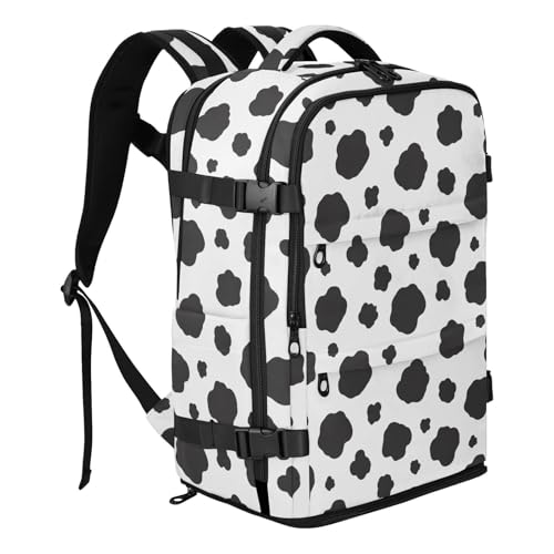 Travel Backpack with Shoe Compartment, 20L Large Capacity Laptop Backpack for Men Women, Black Spots Daypack for Traveling Hiking Carry On