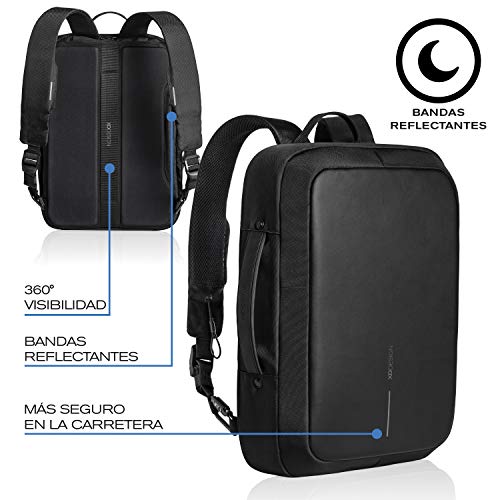 XDDesign Bobby Bizz 10 Liter Anti Theft Laptop Backpack with Padded 15.6" Laptop Sleeve, smart password lock, Water Repellent, USB Charging Port, travel backpack carry on flight for men and women - color: Black