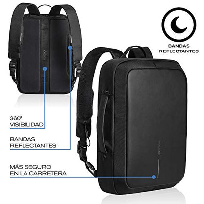 XDDesign Bobby Bizz 10 Liter Anti Theft Laptop Backpack with Padded 15.6" Laptop Sleeve, smart password lock, Water Repellent, USB Charging Port, travel backpack carry on flight for men and women - color: Black