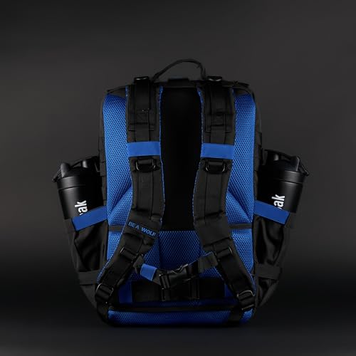 WOLFpak 45L Athletic Gym Backpack (Blue Wolf) Durable 1000D Waterproof Oxford Material w/MOLLE Webbing, Laptop Pocket & Dual Cup Holders, Durable Everyday Gym Backpack - color: Blue Wolf