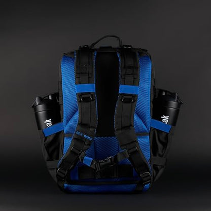 WOLFpak 45L Athletic Gym Backpack (Blue Wolf) Durable 1000D Waterproof Oxford Material w/MOLLE Webbing, Laptop Pocket & Dual Cup Holders, Durable Everyday Gym Backpack - color: Blue Wolf