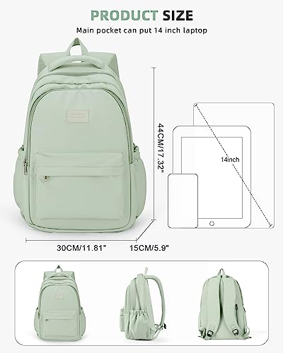 Lightweight Backpack for Women Men Laptop Travel Work Casual Daypack College Bags Cute Aesthetic Travel Backpack Casual Personal item Bag - Green - color: Green