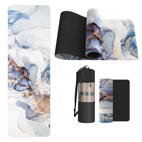 FOLAI Extra Thick Yoga Mat 6mm，pilates mat thick - Non-Slip Exercise Mat for HIIT, Pilates & Home Workouts & Workout with Free Carry Strap - color: ink