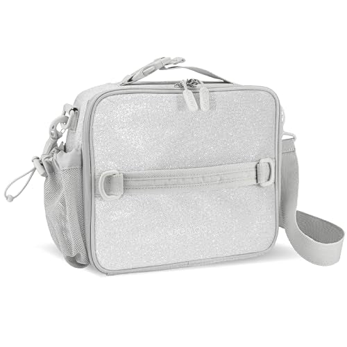 Bentgo Kids Lunch Bag - Double-Insulated, Reusable Lunch Bag for Kids 3+ with Adjustable Strap; Holds Lunch Box/Water Bottle/Snacks; Easy-Clean, Water-Resistant & Pockets (Glitter Edition - Silver) - color: Glitter Edition - Silver