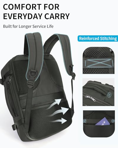 ECOHUB 17" Small Unisex Travel Backpack United Airlines Approved 17x10x9 Friendly Suitcase Anti-Theft Lockable Zippers Style Personal Item Bag Travel Essentials with 12 Pockets Water Resistant, Green - color: Green, size: 17 inch underseat