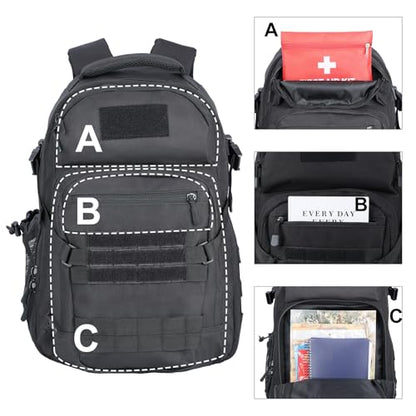 Tactical Hiking Backpack with 180° Open Design, Molle Webbing, Padded Laptop Compartment, Lightweight for Outdoor Adventures (black) - color: Black