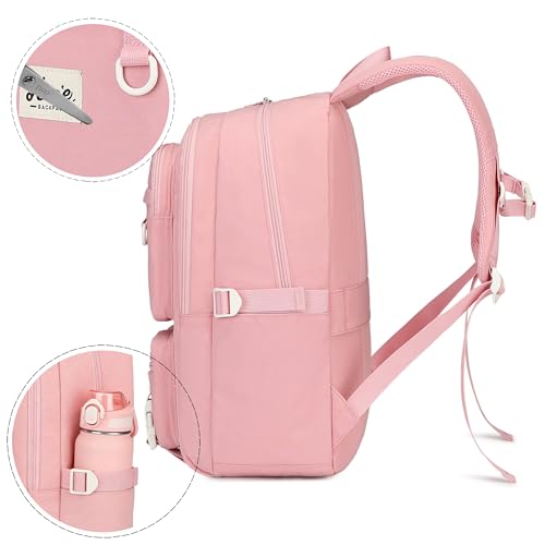 Laptop Backpack for Women College High Schoolbag Big Students Bookbags Large Multi pocket Travel Daypack Casual (Pink) - color: Pink
