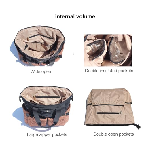 ESVAN Diaper Tote Bag Totepack Backpack 2 in 1 for Women Multifunctional Large Capacity with Insulated Pockets Travel | Multifunctional - color: Black Brown