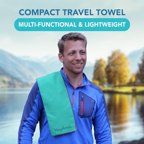 Youphoria Microfiber Travel Towel Fast Drying Lightweight - Quick Dry Towel for Camping, Beach, Backpacking, Hiking & Sport - color: Mint/Gray, style: 36" x 78" (X-Large)