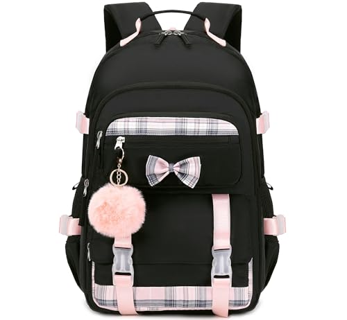 Hey Yoo Cute School Backpack for Girls Backpack for School Bag Bookbag Teen Girl Backpacks for Girls Teens (Black) - color: Black
